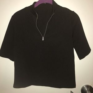 Black Short Sleeve Quarter Zip